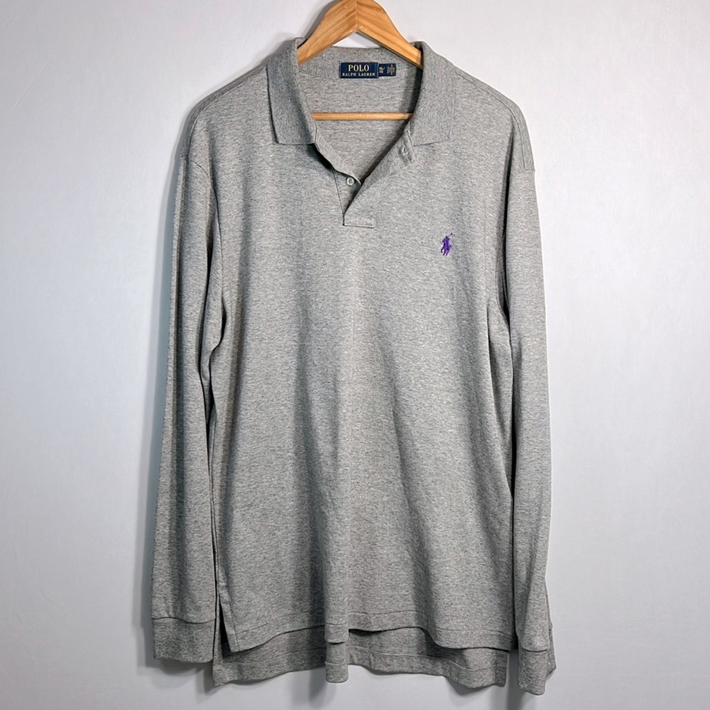 Polo Ralph Lauren Long Sleeve Gray Polo Shirt size XL
